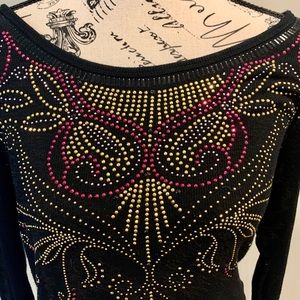 Stunning Calvin Klein Rhinestone Long Sleeve Top